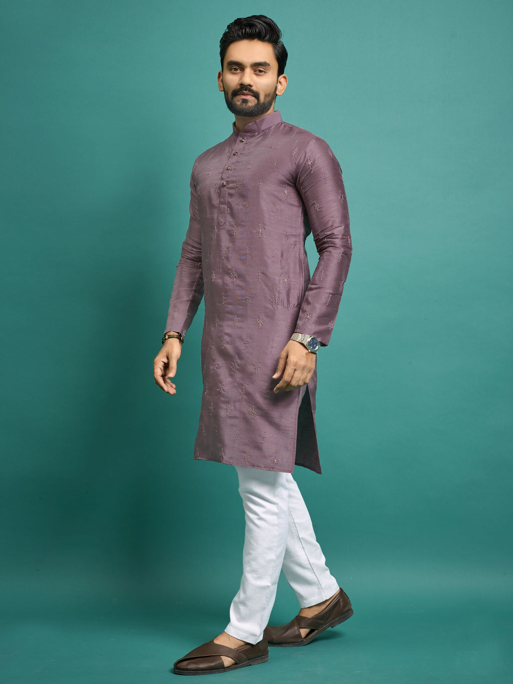 Mens Onion Color Kurta Pajama for Party Wear by Infinity Export | Grocsy