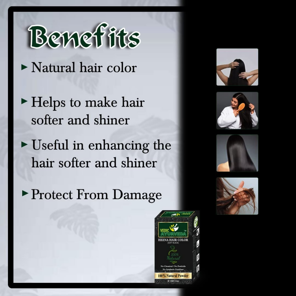 VedicAyurveda Natural Henna hair color Soft Black | Grocsy