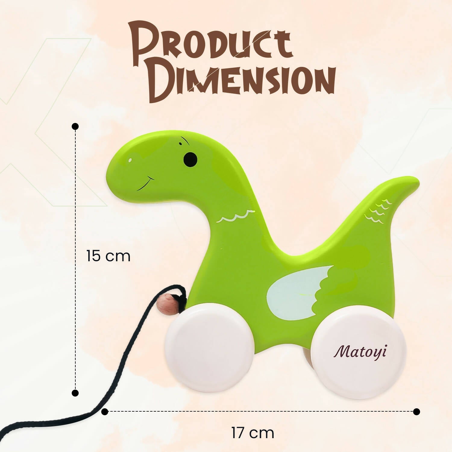 Matoyi Dinosaur Wooden Pull Toy For Kids | Grocsy