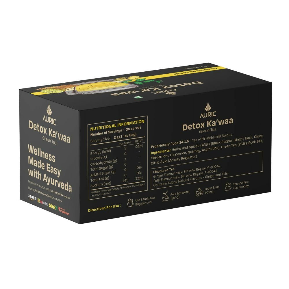 Auric Desi Kahwa Green Tea | 8 Real Ayurvedic Herbs & Rock Salt | Immunity Booster | Improves Digestion | Grocsy