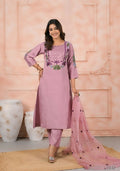 Ethnic Festive Wear Chanderi Slik Pink Stitched Suit With Dupatta - Anbazaar | Grocsy