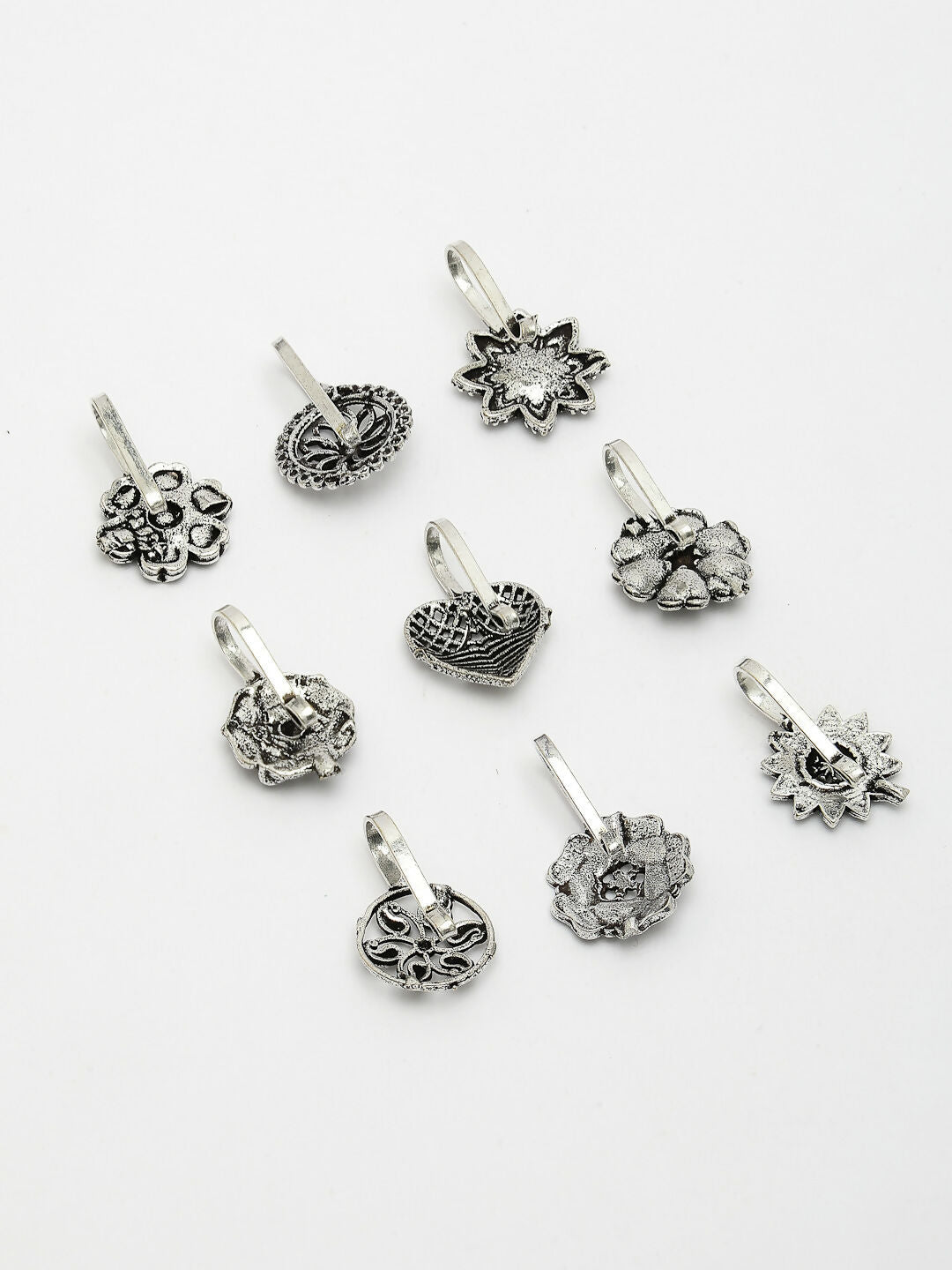 NVR Women's Set of 9 Silver-Plated German Silver Nose Pins | Grocsy