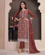 KC Rust Summer Wear Rangoli Silk Straight Suit For Women | Grocsy