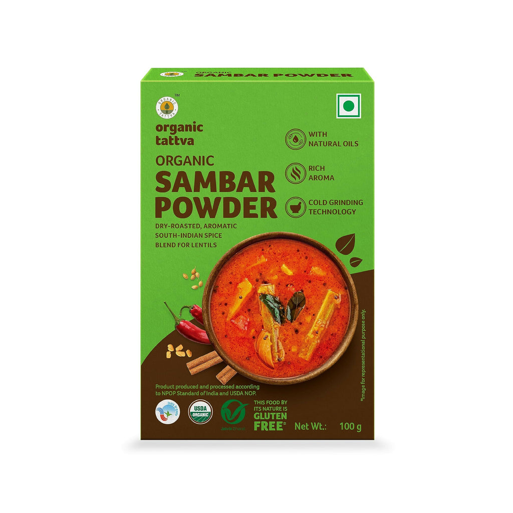 Organic Tattva South-Indian Masala Combo (100 Gm Each)- Sambar Powder, Rasam and Biryani Masala | Grocsy