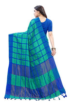 Vamika Blue Cotton Silk Weaving Saree (SATURN BLUE) | Grocsy