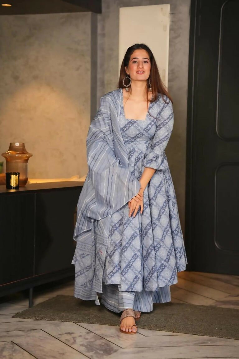 Aayaa Designer Printed Cotton Silk Suit - Multi Color | Grocsy