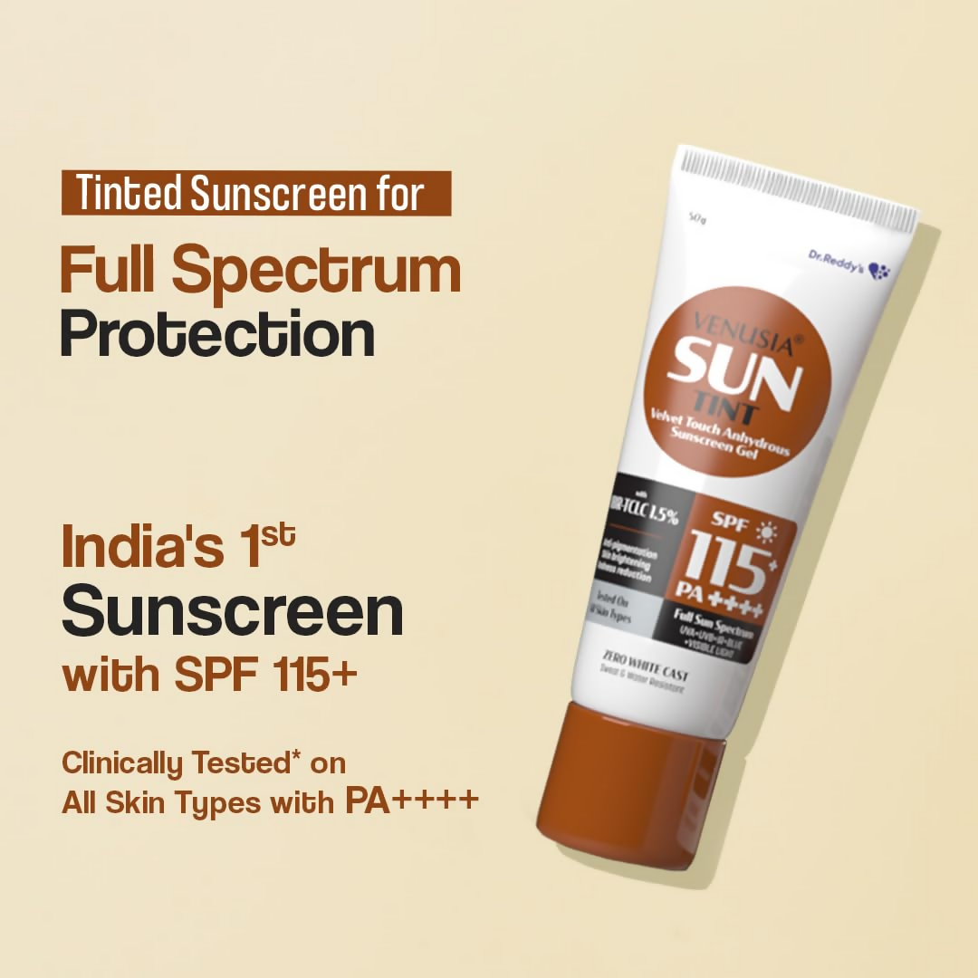 Dr. Reddy's Venusia Sun Tinted Sunscreen Gel SPF 115 | Grocsy