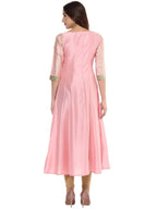 Ahalyaa Women's Pink Poly Silk Kurta | Grocsy