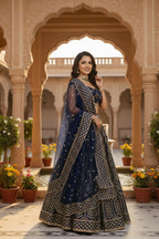 Lehenga Mart Designer Indian Wedding Lehenga Choli-Blue | Grocsy
