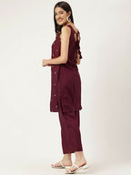 Joban Fashion Mahroon Rayon and Embroidered Work Straight Kurta Bottom Set | Grocsy