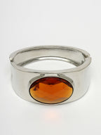 NVR Women Silver-Toned Topaz Rhodium-Plated Kada Bracelet | Grocsy