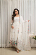 Joban Fashion White Georgette Sequence Embroidery Work Readymade Kurta Set | Grocsy