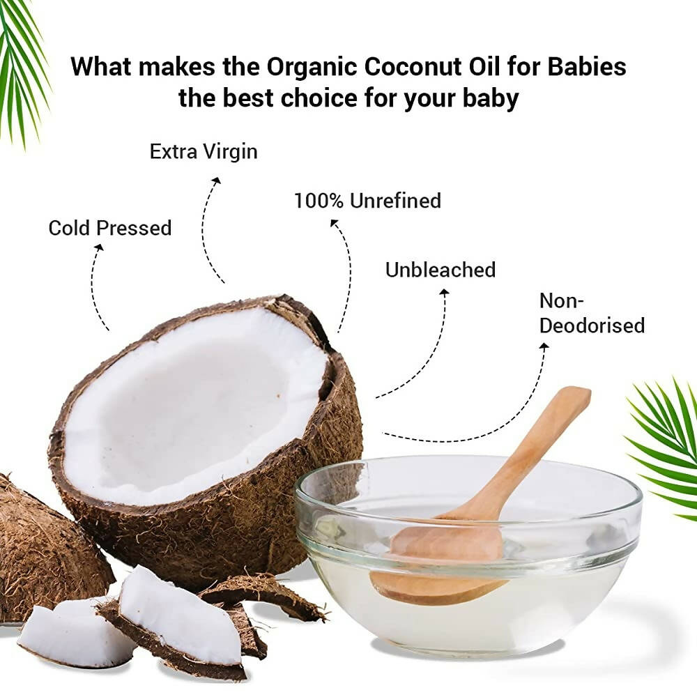BabyChakra Organic Coconut Oil, Nourishes Hair & Skin, Soothes Diapers Rashes, Unrefined Non Deodorised & Unbleached | Grocsy