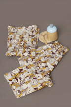 Breathables Sunny Yellow Animal Print Cotton Night Suit For Kids | Grocsy