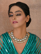 Dual Tone Kundan Neckpiece (silver) - Ruby Raang | Grocsy