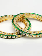 NVR Women's Set Of 2 Gold-Polished Kundan-Studded Bangles