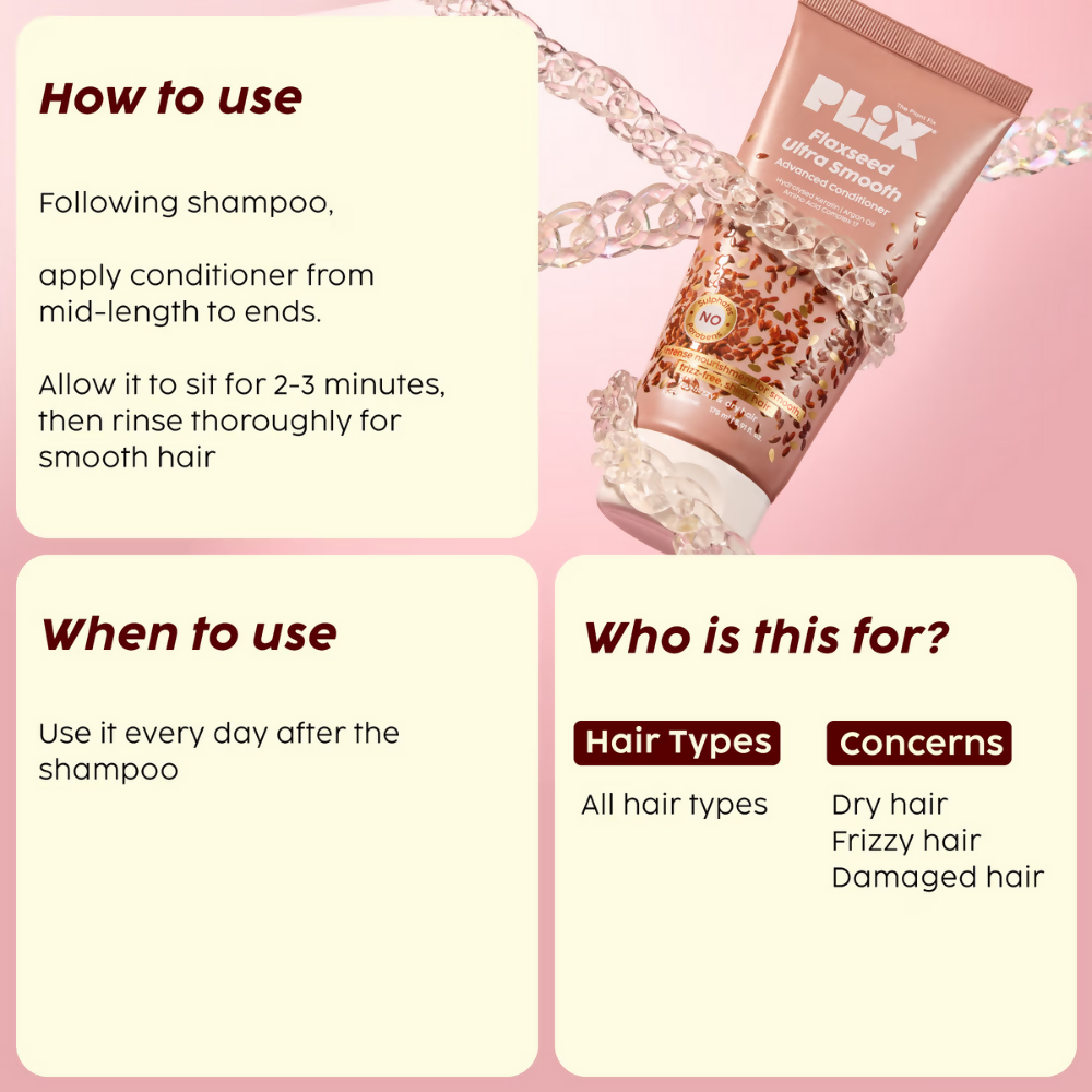 Plix The Plant Fix Flaxseed Ultrasmooth Advanced Conditioner | Grocsy