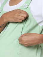 Manet Half Sleeves Solid Maternity Dress With Concealed Zipper Nursing Access - Green | Grocsy