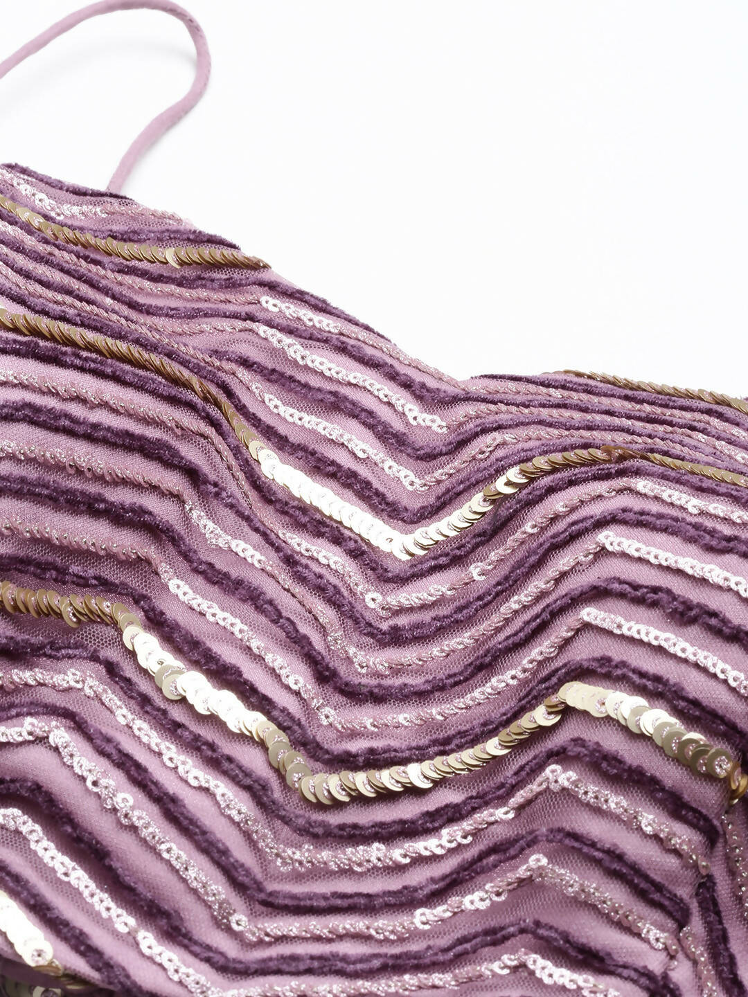 House of Panchhi Lavender - Net Embroidered Lehenga with Zig-Zag Pattern | Grocsy
