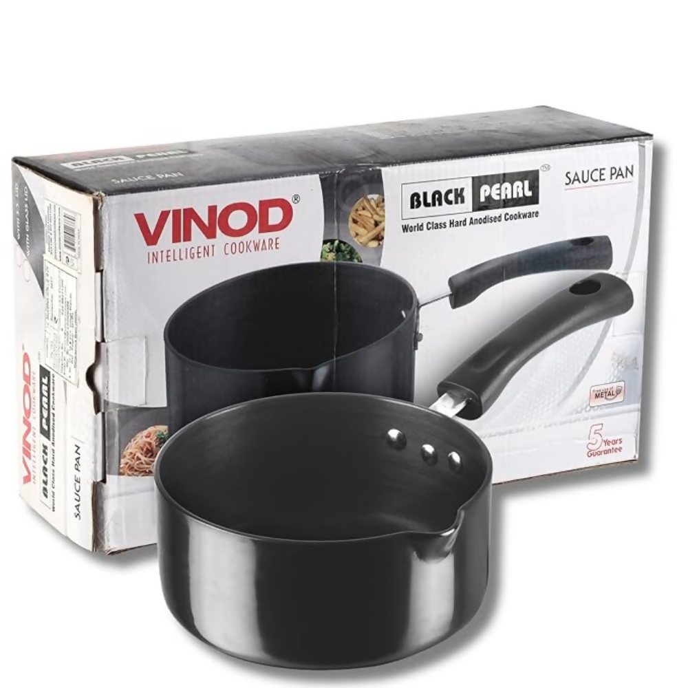 Vinod Black Pearl Hard Anodised Saucepan | Grocsy