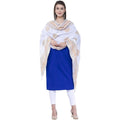 A R Silk Women's Gold Flowers Print Silk White Dupattas and Chunnis | Grocsy