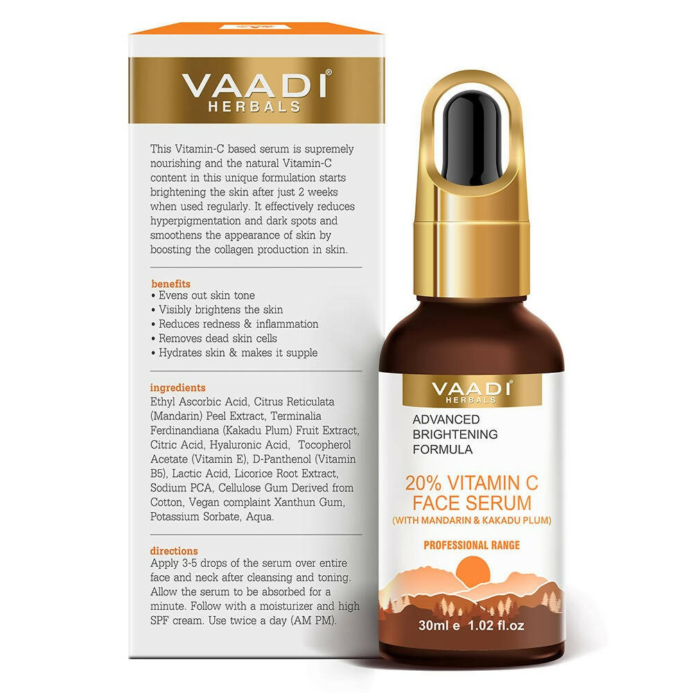 Vaadi Herbals 20% Vitamin C Face Serum With Advanced Brightening Formula | Grocsy