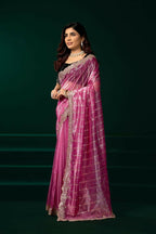 Joban Fashion Pink Net Party Wear Sarees | Grocsy