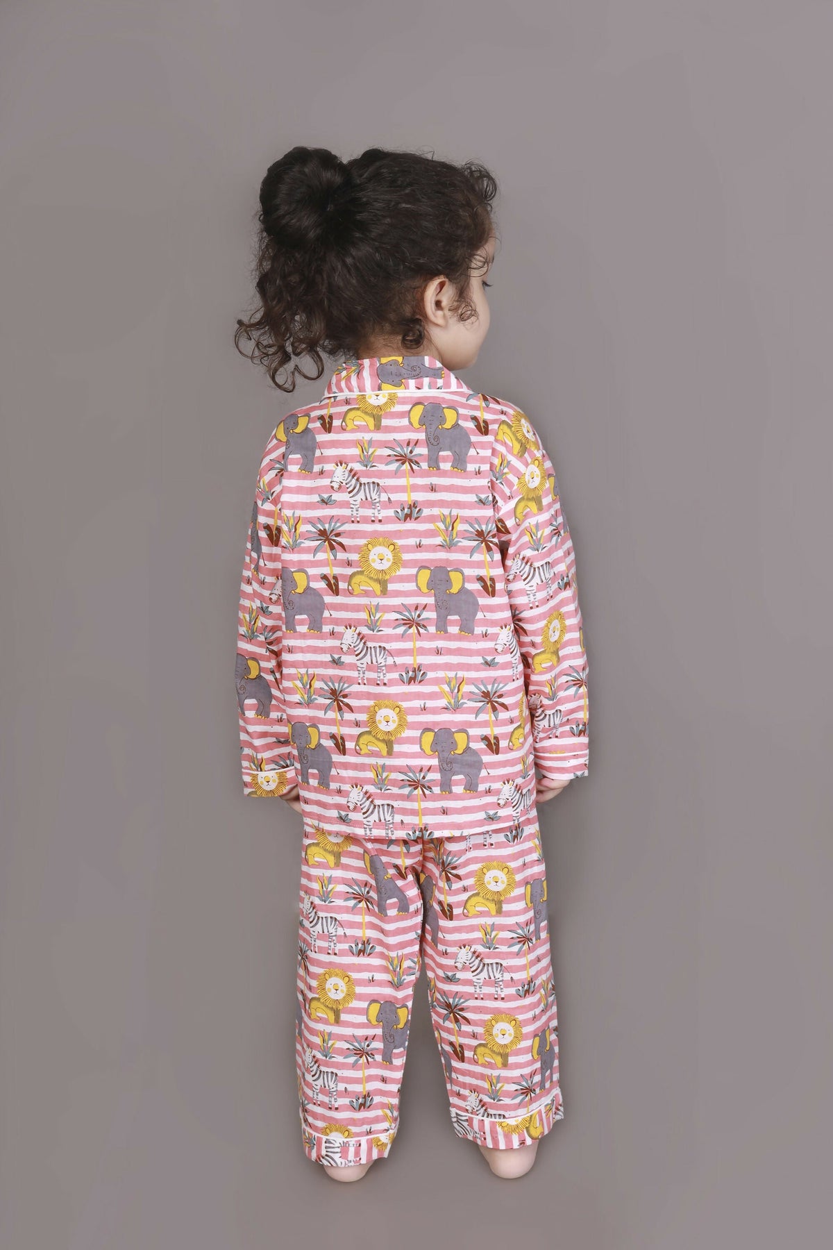 Breathables Kids Cotton Night Suit – Red & White Jungle Stripe Shirt & Pyjama Co-Ord Set For Boys & Girls | Grocsy