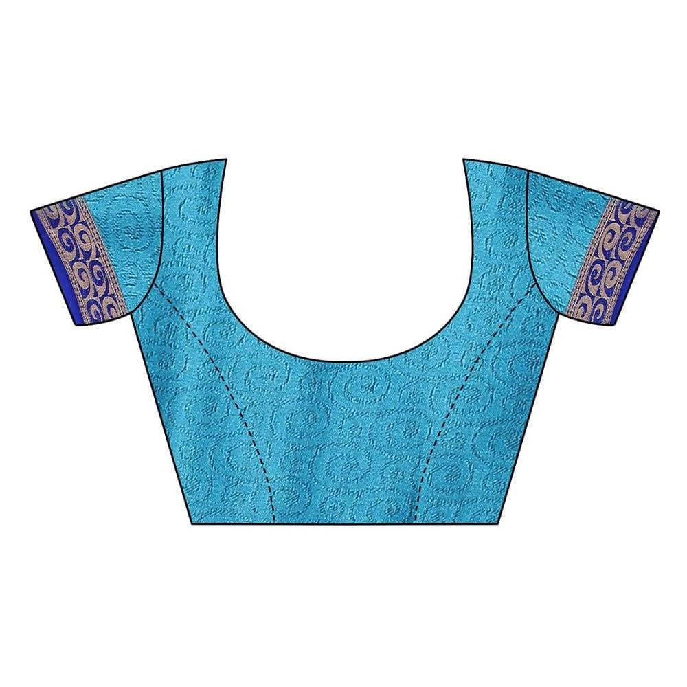 Vamika Banarasi Jacquard Weaving Blue Saree (DHONI BLUE) | Grocsy