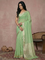 Shree Shyam Fashion Light Green Cotton Saree | Grocsy