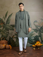 Vastranavya Rust Green Exclusive Viscose Rayon Festival Wear Real Mirror Work Kurta with Dupatta | Grocsy