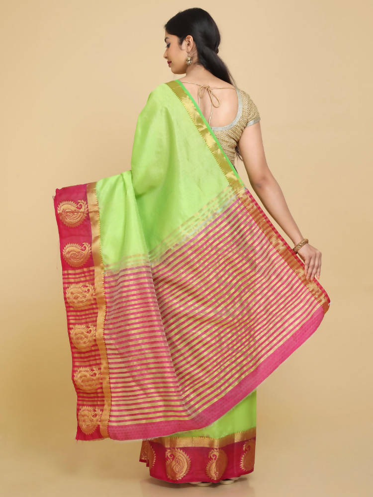 Kalamandir Woven Design Light Green Pashmina Saree | Grocsy