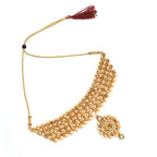 Mominos Fashion Johar Kamal Gold-Polished Brass Finish Kundan/Stone Choker For Women (Golden) | Grocsy
