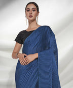 Teal Georgette Solid Texture Saree With Unstitched Blouse Piece - Rajal | Grocsy