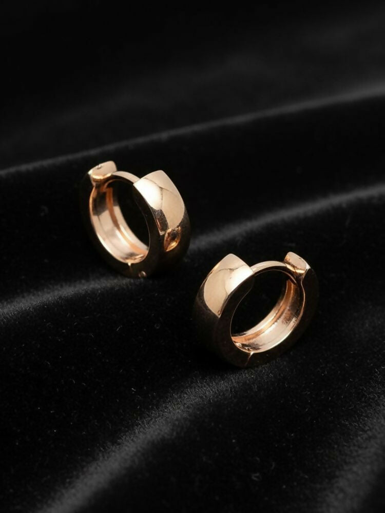 NVR Men's Rose Gold Plated Hoop Earrings | Grocsy