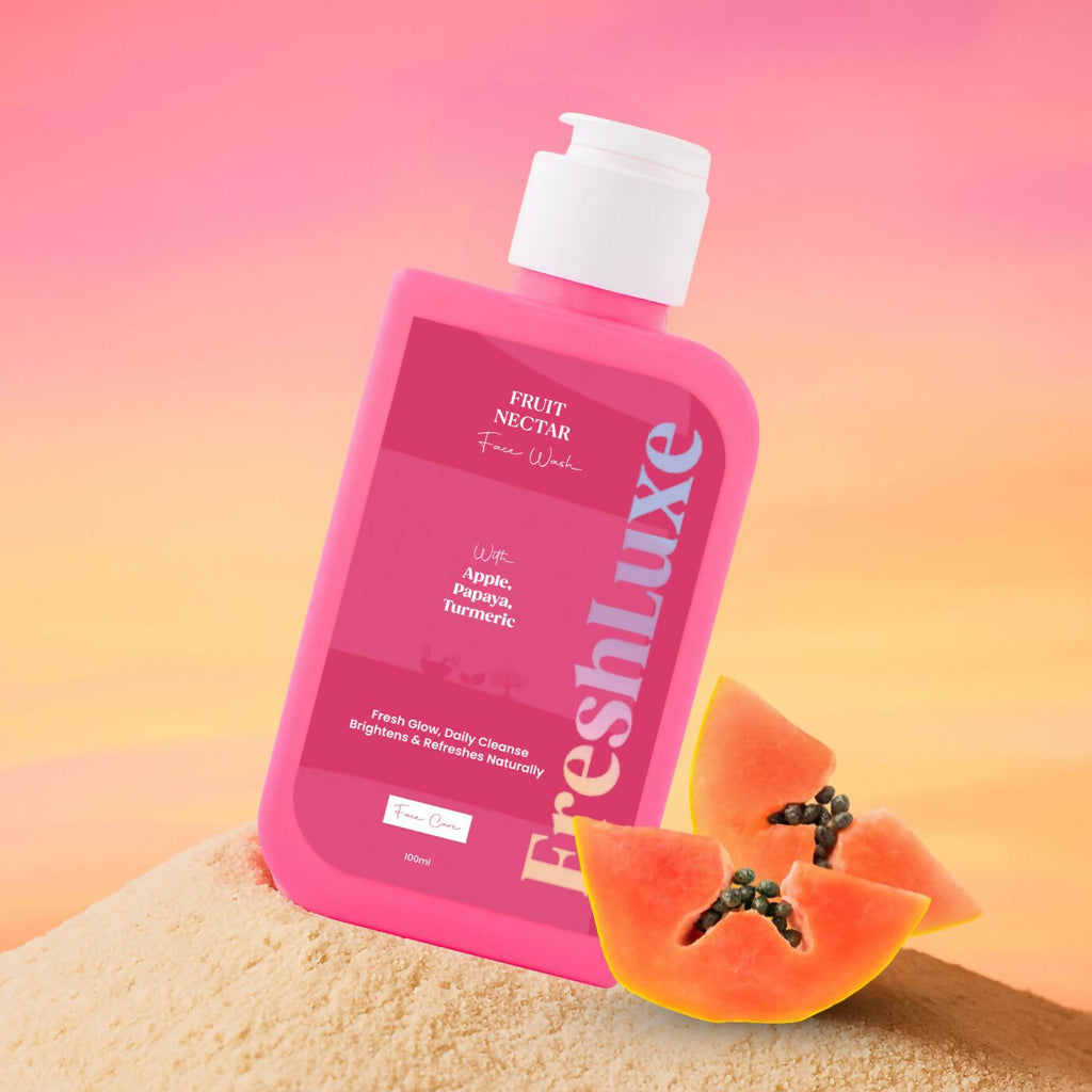 FreshLuxe Fruit Nectar Face Wash For Glowing Skin & Reducing Dark Spots with Apple, Papaya & Turmeric | Grocsy