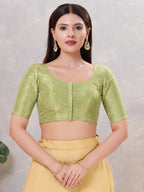 Joban Fashion Women Silk Pista-Green Stitched Blouse | Grocsy