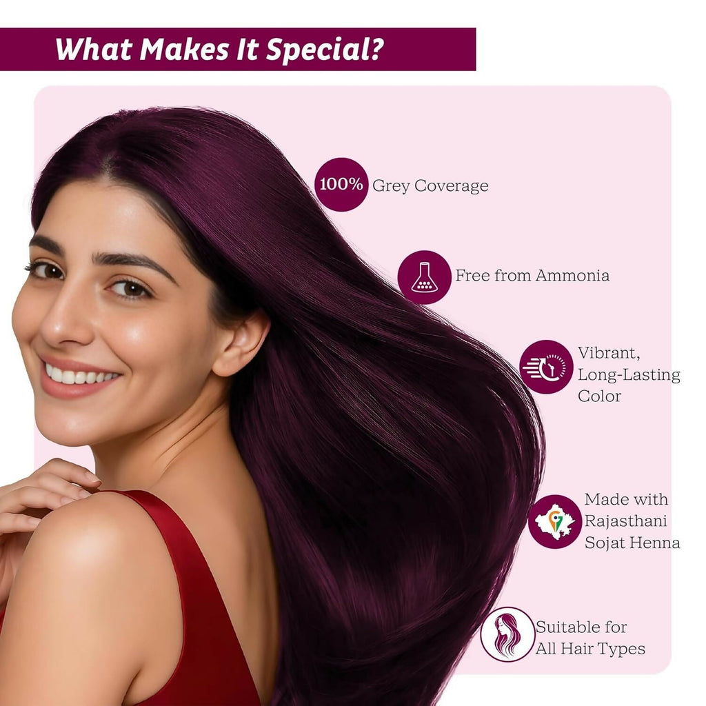 Prem Dulhan Burgundy Red Henna Based Hair Color | Grocsy