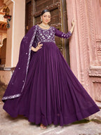 Joban Fashion Purple Readymade Dress With Sequins embroidery Work | Grocsy