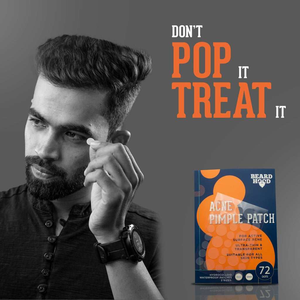 Beardhood Acne Pimple Patch Hydrocolloid Waterproof Patches For Active Surface Acne, Absorbs Pimple Overnight | Grocsy