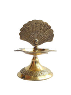 CraftVatika Gold Toned Brass Peacock Design Diya | Grocsy