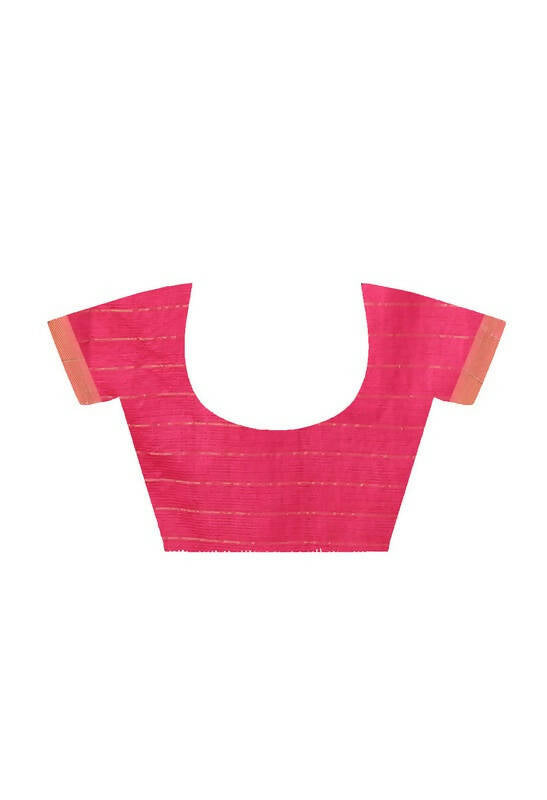 Mominos Fashion Moeza Pink Bhagalpuri Handloom Silk Raj Shree Saree with unstitched Blouse piece | Grocsy