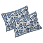 Rudra Bazaar Blue 210 TC Cotton Double King Bedsheet With 2 Pillow Covers | Grocsy