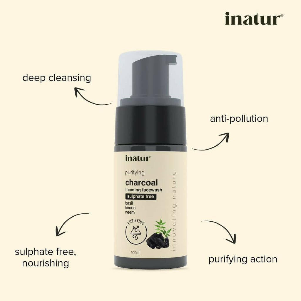 Inatur Charcoal Foaming Face Wash | Grocsy