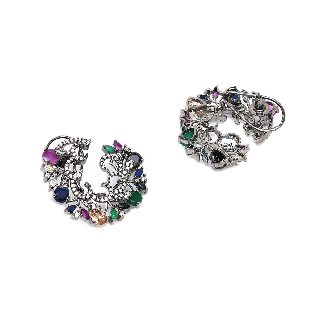 Multi Flower Oversized Stud Earrings- Ruby Raang | Grocsy