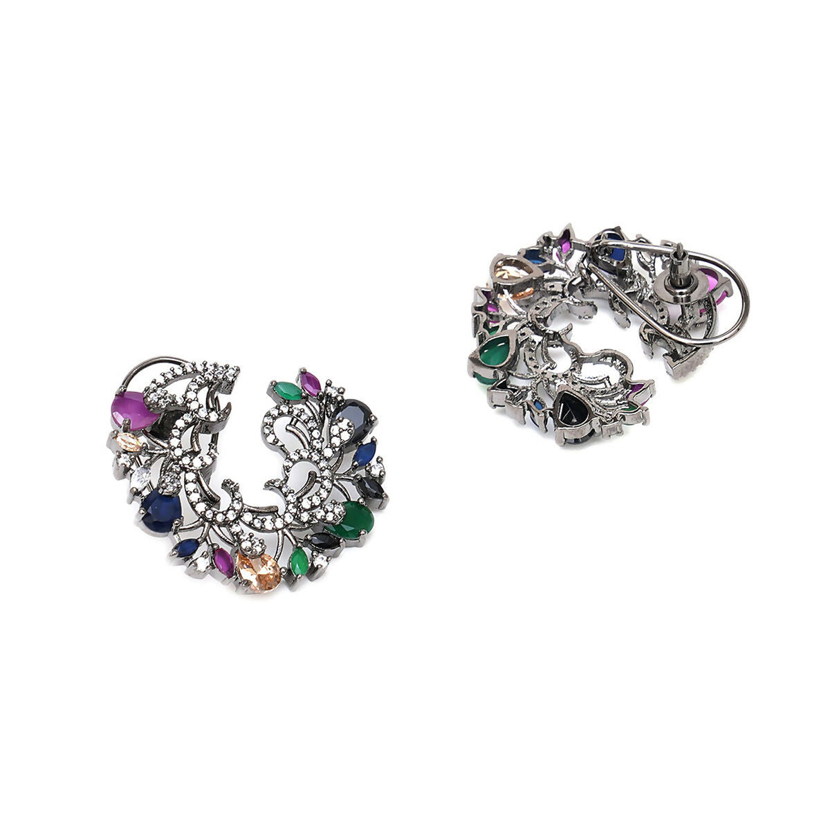 Multi Flower Oversized Stud Earrings- Ruby Raang | Grocsy