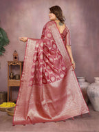 Aastha Fashion Dark Pink Soft Organza Silk Weaving Saree | Grocsy