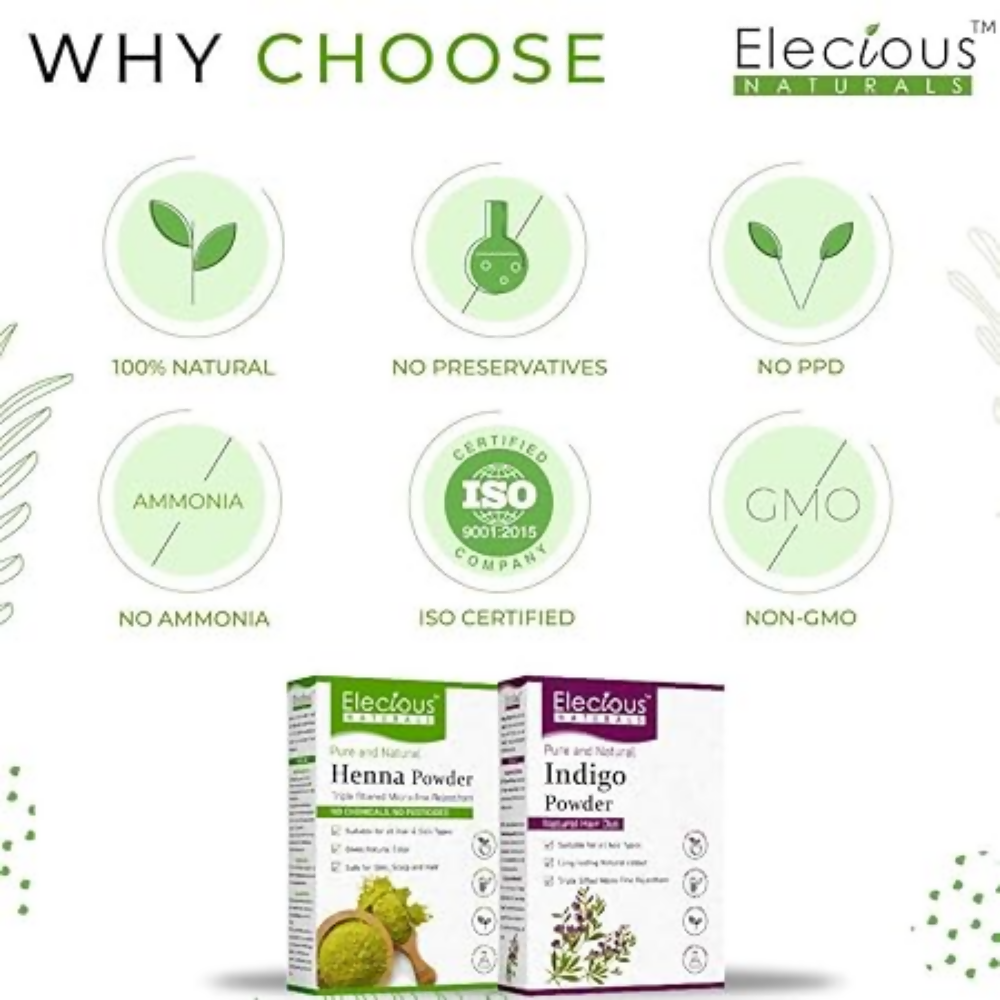 Elecious Naturals Indigo and Henna powder for Black Hair | Grocsy