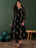Sangria Floral Printed A-Line Kurta With Trouser | Grocsy