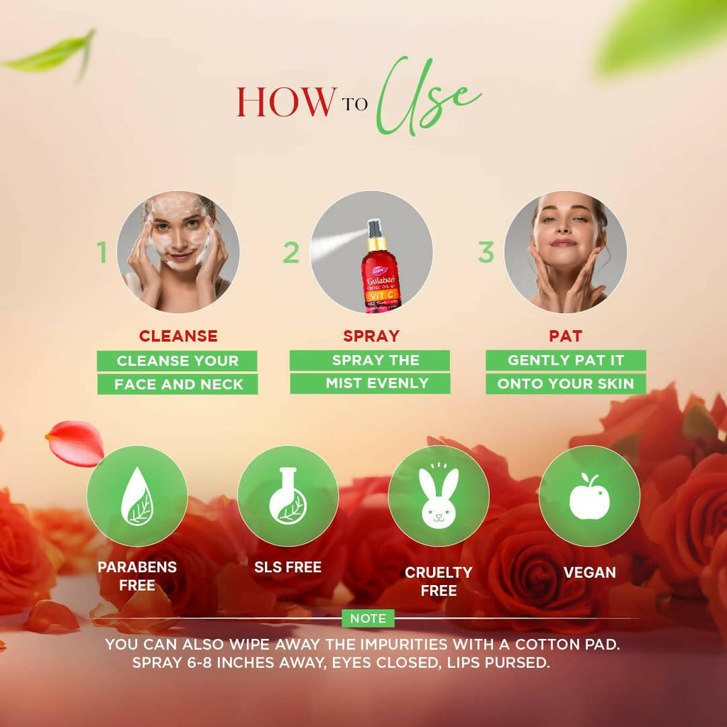 Dabur Gulabari Rose Oil & Tea Tree Face Toner Mist & Rose Water | Grocsy